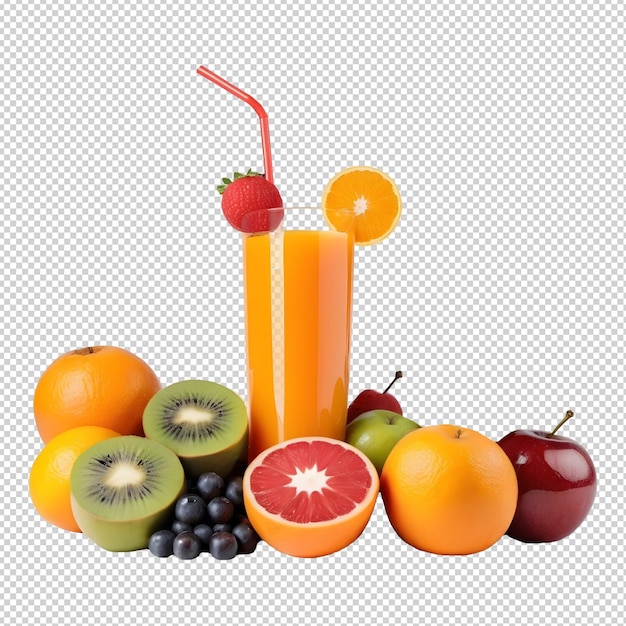 PSD juice in a glass with fruits and nearby fruits