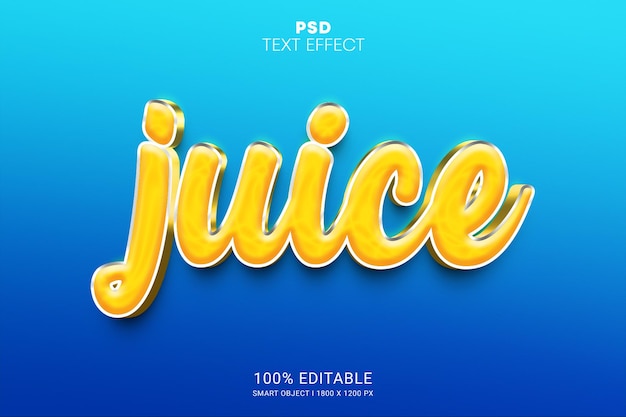 PSD Смарт-объект juice psd с редактируемым текстовым эффектом