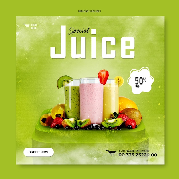 Juice social media post modello di banner design