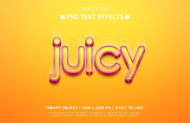 PSD ジューシーな 3d テキスト効果 (psd ファイル)