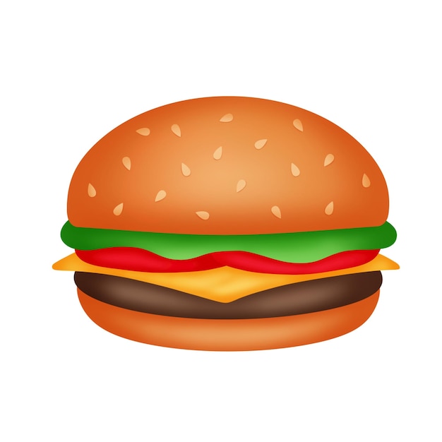 PSD juicy burger isolated on white background