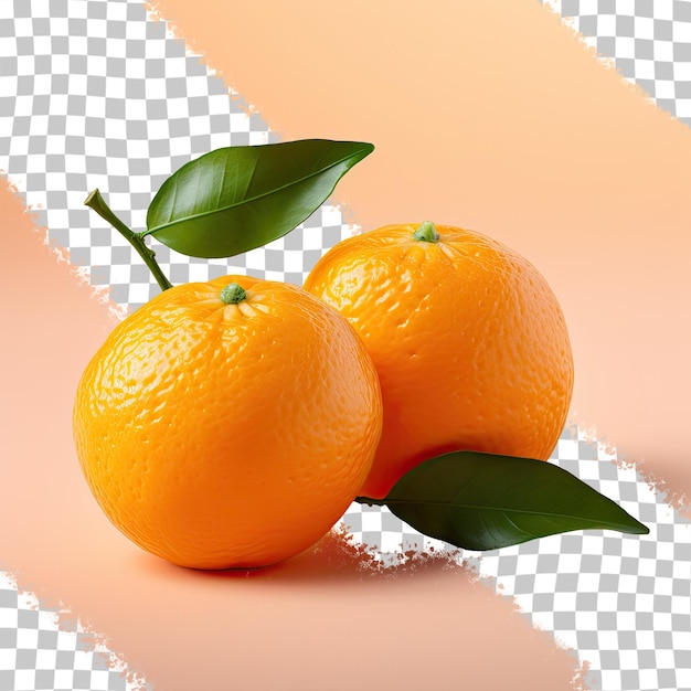 Juicy fruits two tangerines transparent background