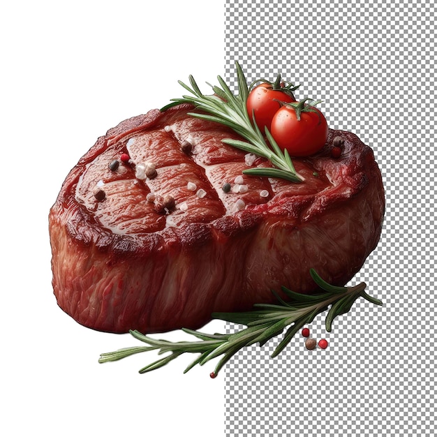 PSD juicy grilled beef steak with charred edges png