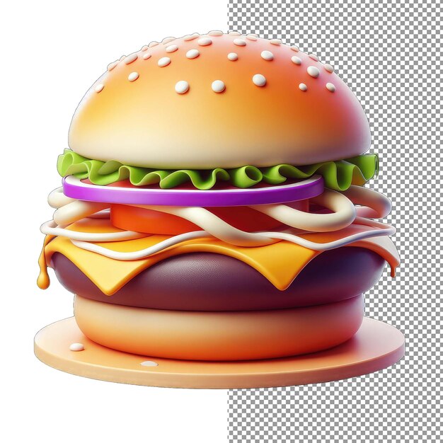 PSD png でジューシーな贅沢を分離した 3d バーガーの祭典