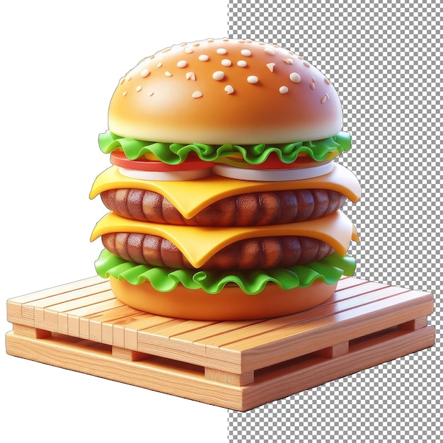 PSD juicy indulgence isolated 3d burger extravaganza on png