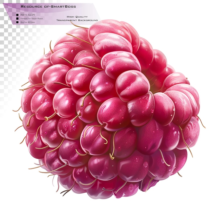 PSD juicy raspberry closeup