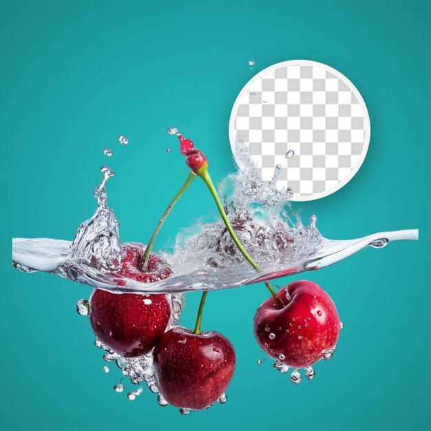 PSD juicy red cherries isolated on white