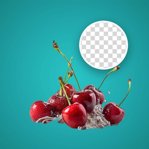 PSD juicy red cherries isolated on white