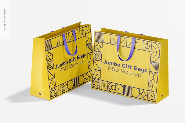 Jumbo gift bag with ribbon handle mockup