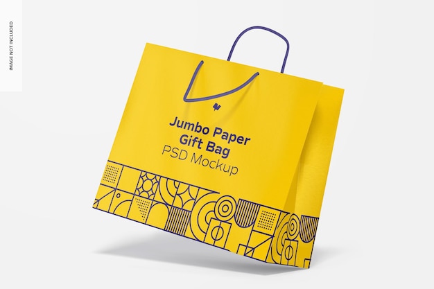 Jumbo paper gift bag with rope handle mockup, perspective