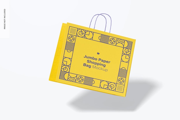 Jumbo paper shopping bag mockup, falling