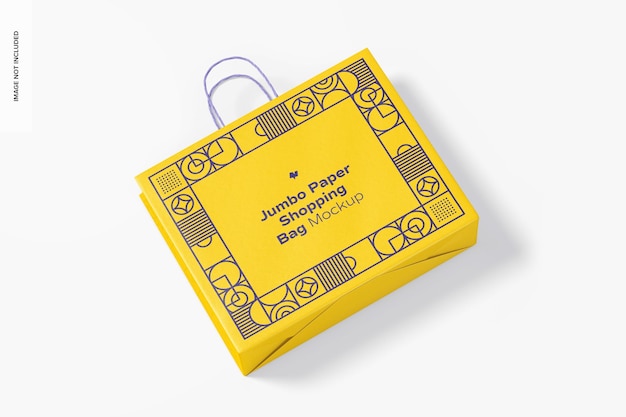 Mockup di shopping bag in carta jumbo, vista dall'alto