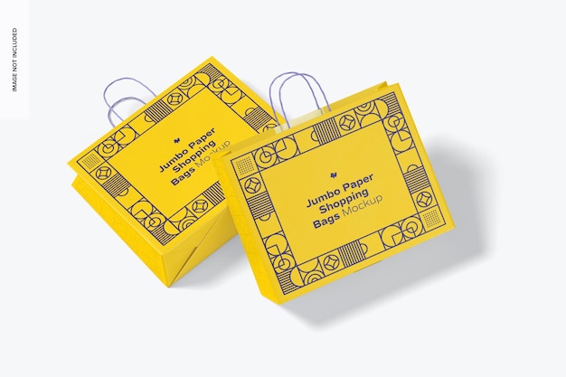 Jumbo Paper Shopping Bags Mockup, Top View