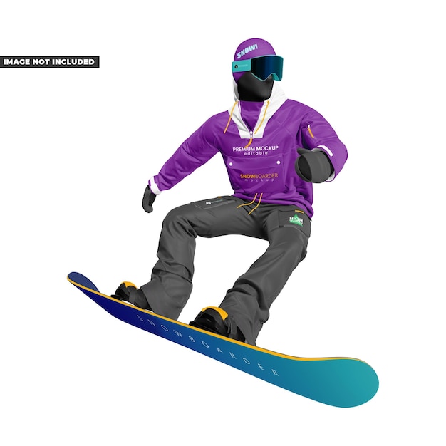 PSD jumping snowboard mockup