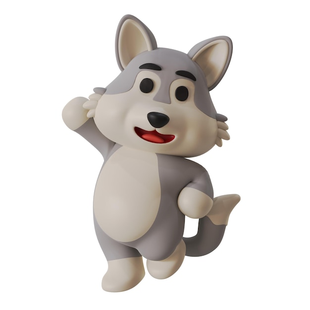 Jumping Wolf Mascot Animal 3d