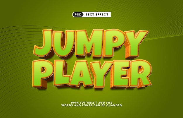 jumpy player editable text effect with game and kids text style