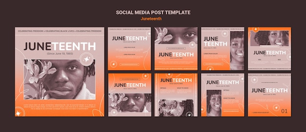 PSD raccolta di post di instagram di juneteenth