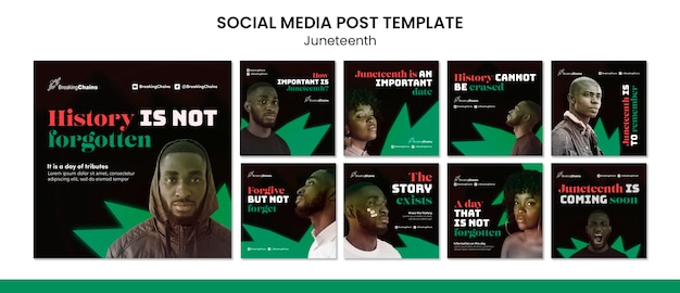 Modello di progettazione di post di instagram di juneteenth