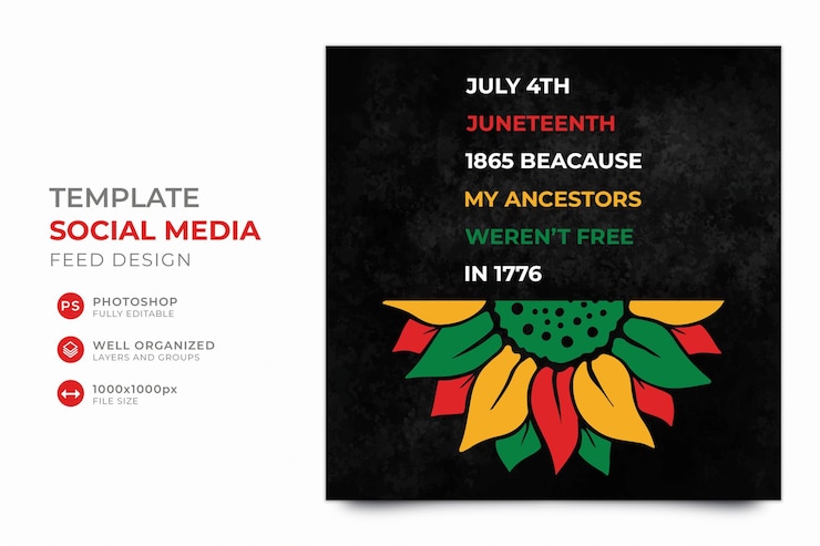 PSD juneteenth instagram-sjabloon voor sociale media
