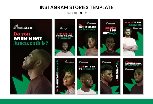 PSD modello di progettazione di storie di instagram di juneteenth