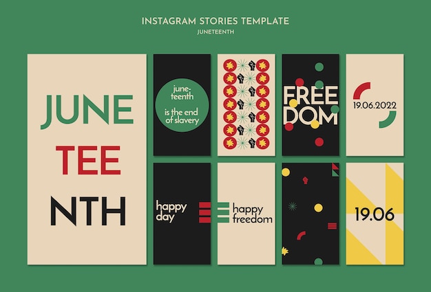 Progettazione del modello di storie di instagram di Juneteenth