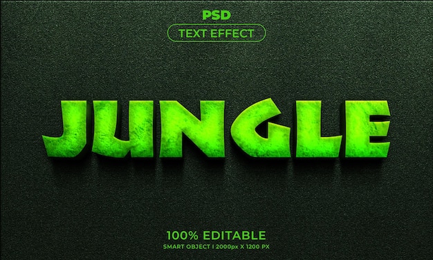 Jungle 3d editable text effect style with background