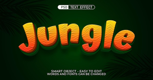 Jungle 3d-tekststijleffectsjabloon premium psd