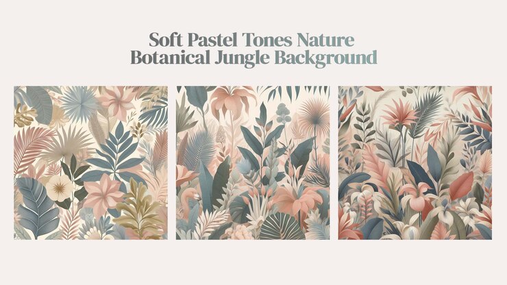 PSD jungle floral and botanical ai background soft pastel earth tones