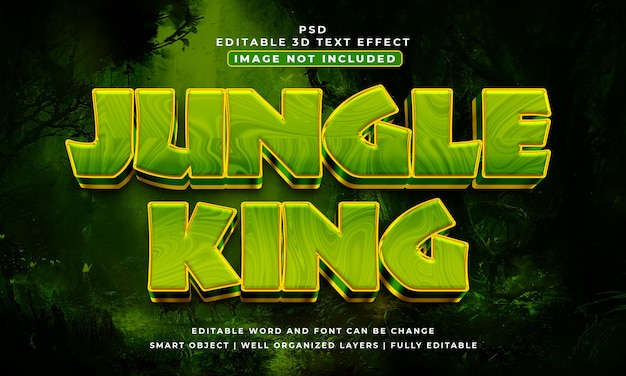 Jungle King 3d bewerkbaar psd-teksteffect met achtergrond