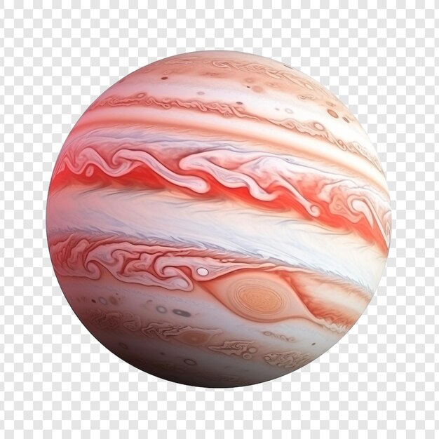 Планета юпитер с вращающимися спутниками, изолированная на прозрачном фоне
