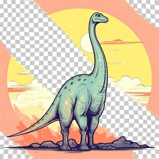 PSD jurassic period diplodocus dinosaur ancient isolated beast transparent background