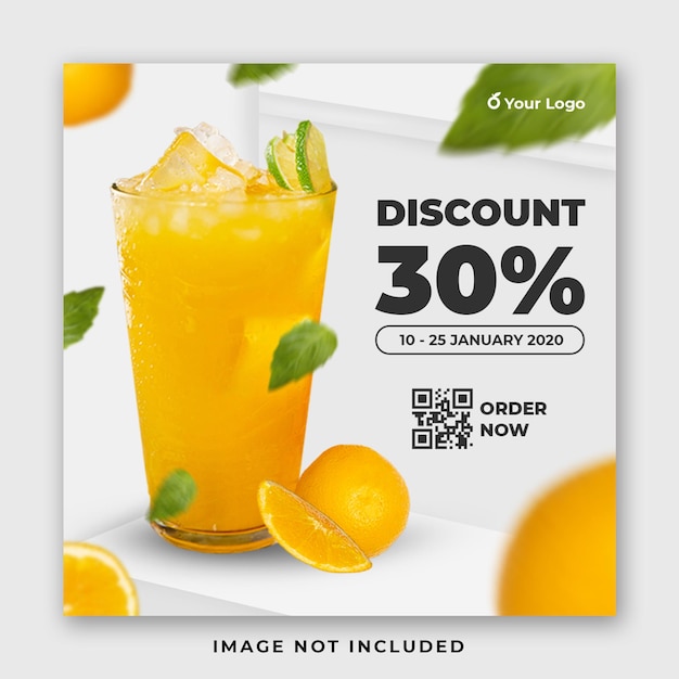 Jus d'orange drinken menu social media post-sjabloon