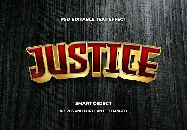 Правосудие 3d стиль редактируемого текстового эффекта