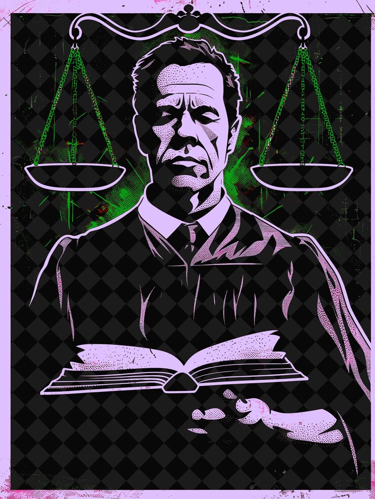 PSD justice focused presidential candidate portrait with a red b flat illustration election campaign