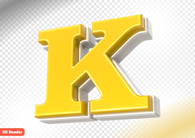 K Font Gold 3D Rendering