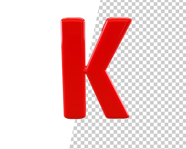 PSD k letter red text 3d render