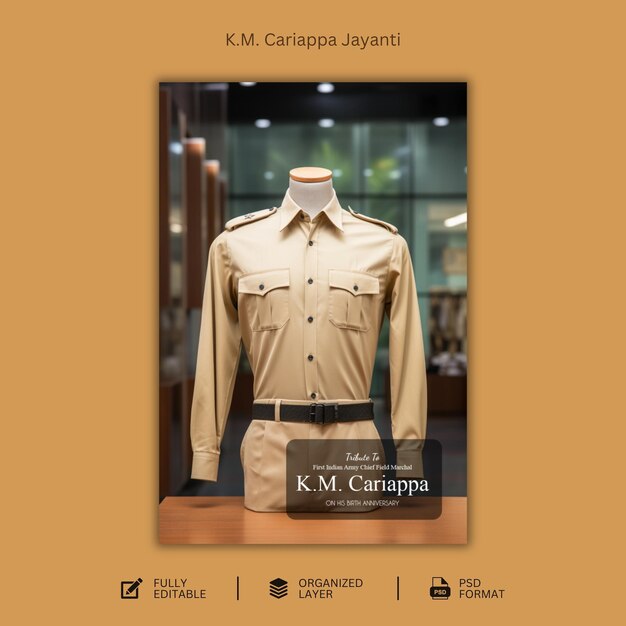 K cariappa jayanti social media graphic design template