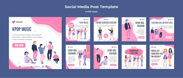 PSD k-pop social media posts template