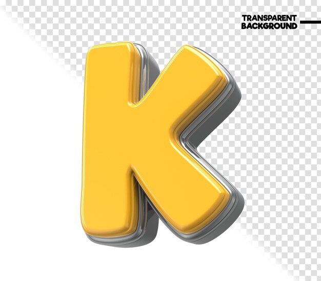 PSD k yellow font 3d rendering