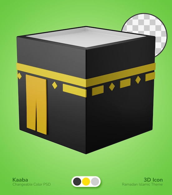 Kaaba heilige plaats voor islamitische hadj umrah bedevaart 3d pictogram illustratie bewerkbare psd