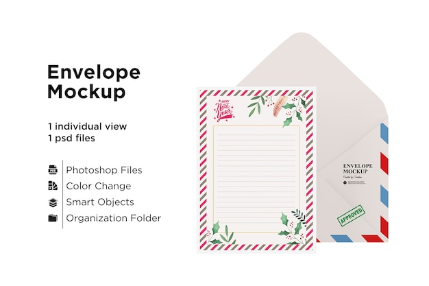 PSD kaart- en envelopmodel met kerstconcept