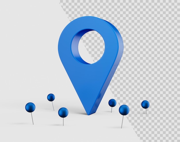 PSD kaart locatie pin of navigatie pictogram teken op witte achtergrond 3d-rendering