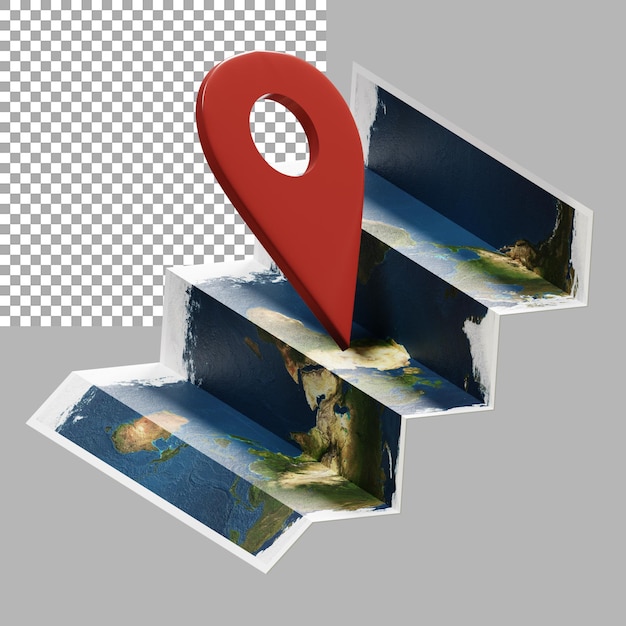 kaart met locatiemarkeringspictogram 3d render illustratie