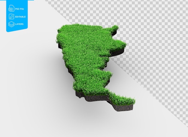 Kaart van Argentinië Bodem Landgeologie Kruisdoorsnede Groen gras en rots Grondtextuur 3d illustratie