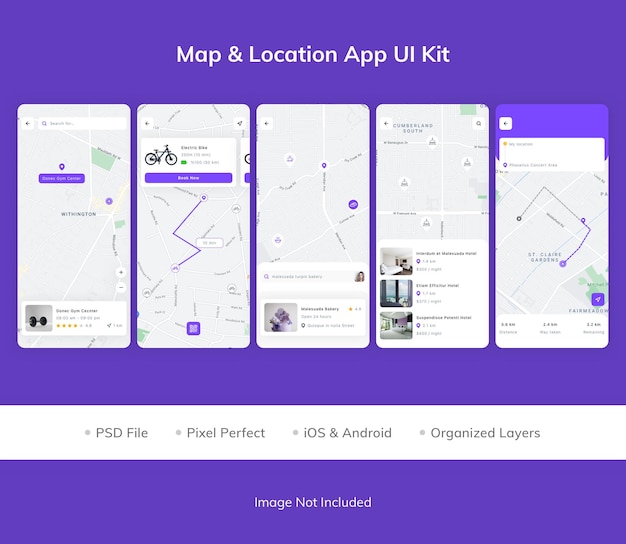 PSD kaartversterker locatie app ui kit