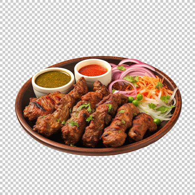 PSD kabab with ketchup sauce and little bit of salad yummy chicken kabab