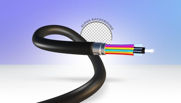 Kabel glasvezel geïsoleerde 3D-rendering achtergrond