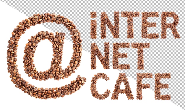 Kafejka internetowa Kawa słowo z ziaren kawy