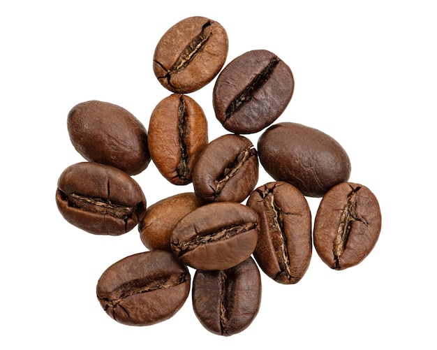 Kaffebønner isolert på hvit bakgrunn