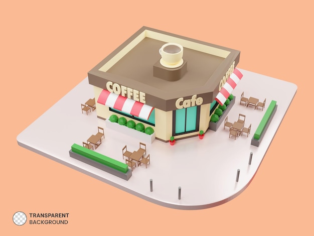 Kahvilan kuvake eristetty 3D-renderöintikuva